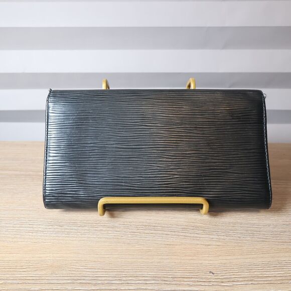 Auth Louis Vuitton Wallet Epi Leather Black LV Bifold Large Snap Button Closure - Picture 3 of 16